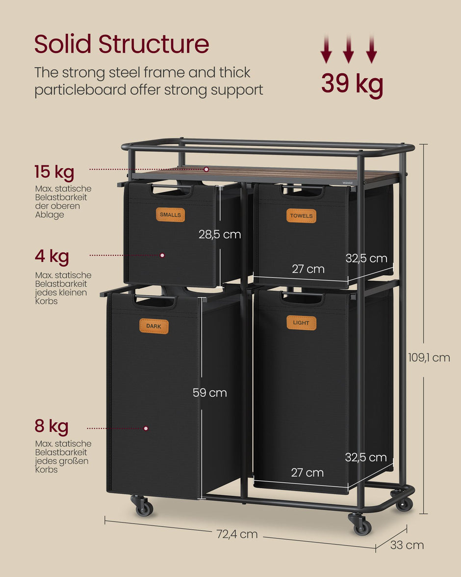 Wasser mit Rädern und 4 abnehmbaren Taschen