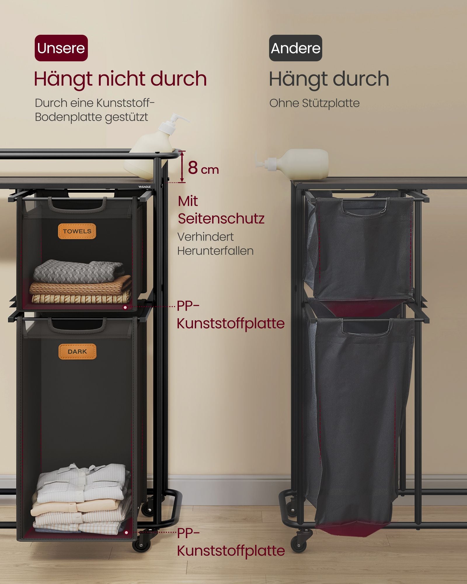 Wasser mit Rädern und 4 abnehmbaren Taschen