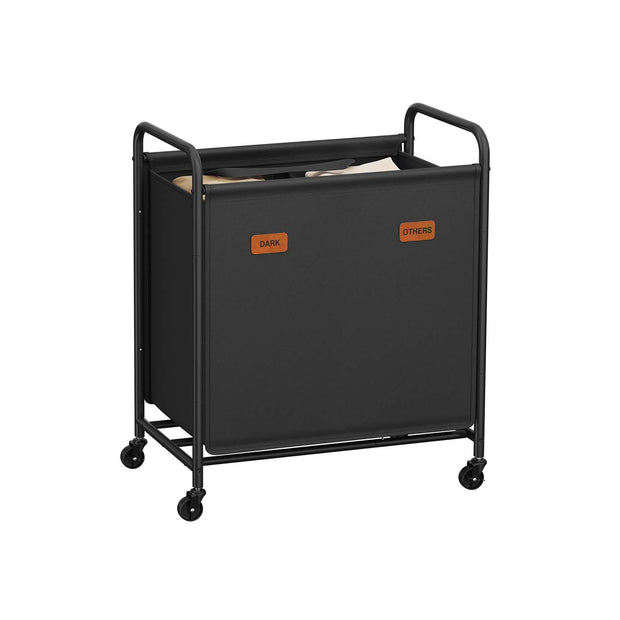 Wäscherei Korb 140 l mit Rädern und 2 Fächer -Tinten -Black