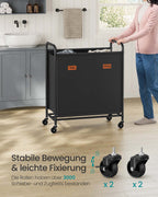 Wäscherei Korb 140 l mit Rädern und 2 Fächer -Tinten -Black