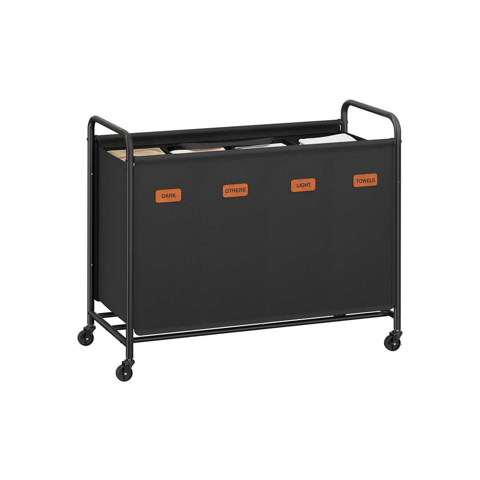 Wäscherei Korb 140 l mit Rädern und 2 Fächer -Tinten -Black