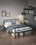 Bett 140 × 200 cm - aus Tintenschwarz Metall hergestellt