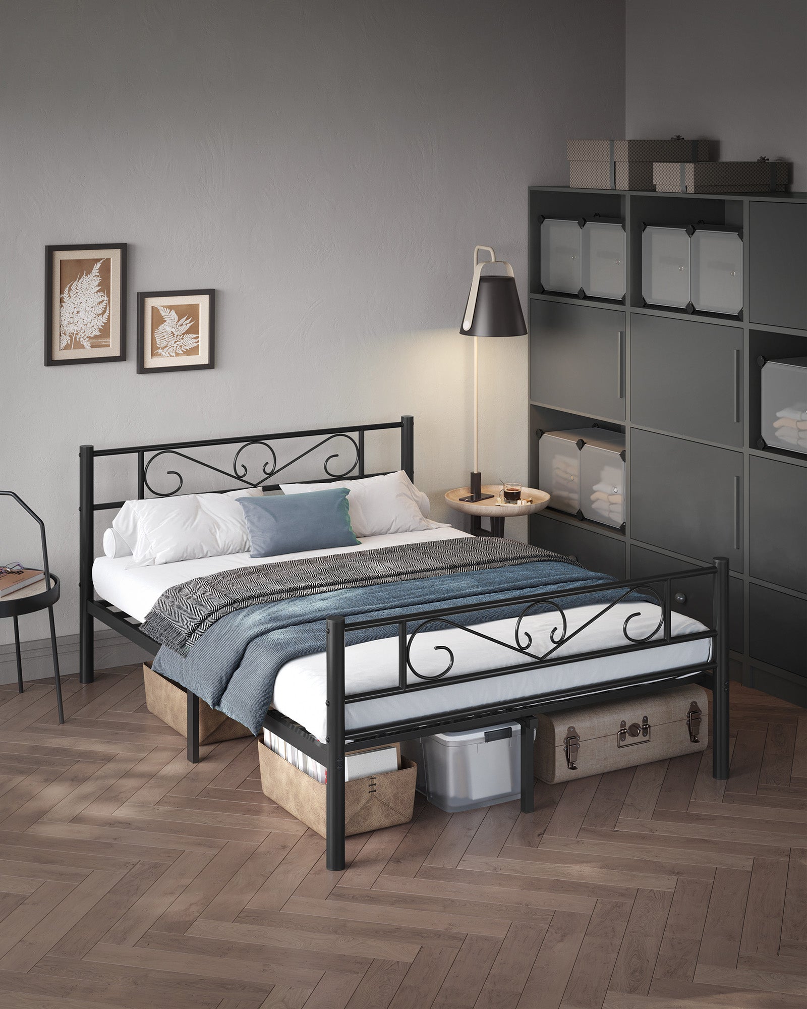 Bett 140 × 200 cm - aus Tintenschwarz Metall hergestellt