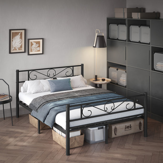 Bett 140 × 200 cm - aus Tintenschwarz Metall hergestellt