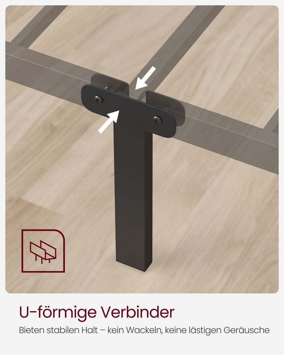 Bett 140 × 200 cm - aus Tintenschwarz Metall hergestellt