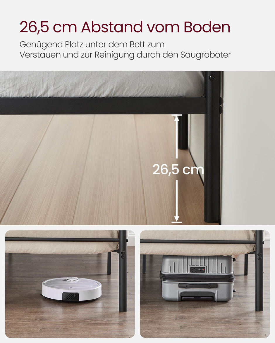 Bett 140 × 200 cm - aus Tintenschwarz Metall hergestellt