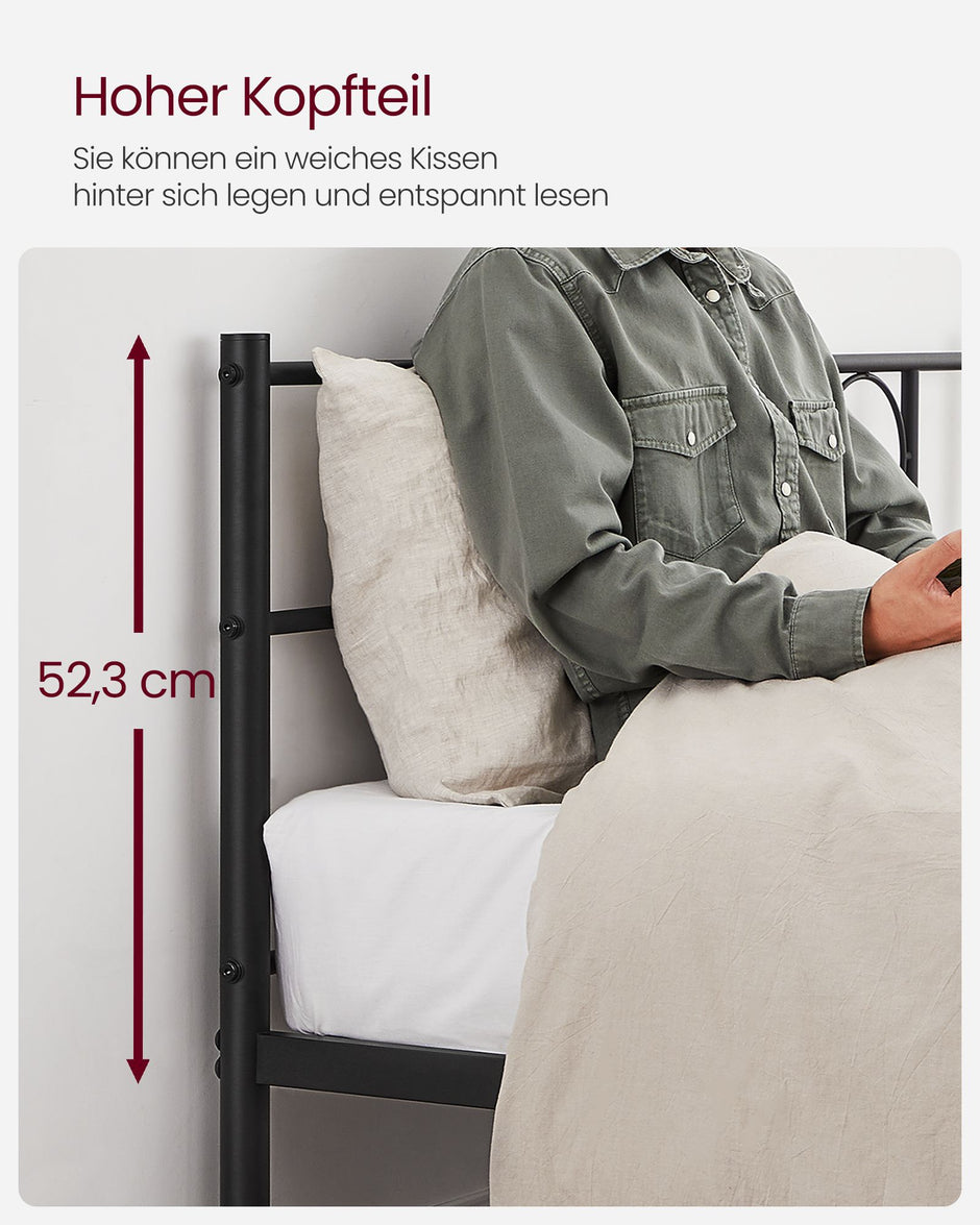 Bett 140 × 200 cm - aus Tintenschwarz Metall hergestellt