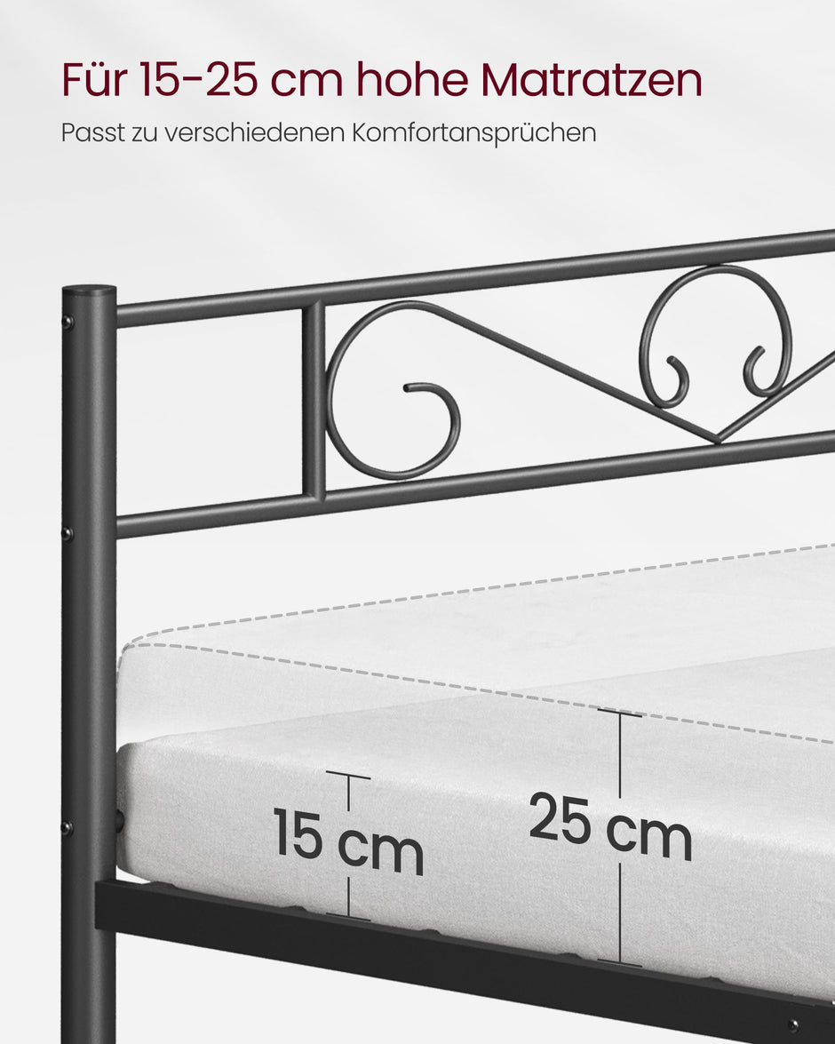 Bett 140 × 200 cm - aus Tintenschwarz Metall hergestellt