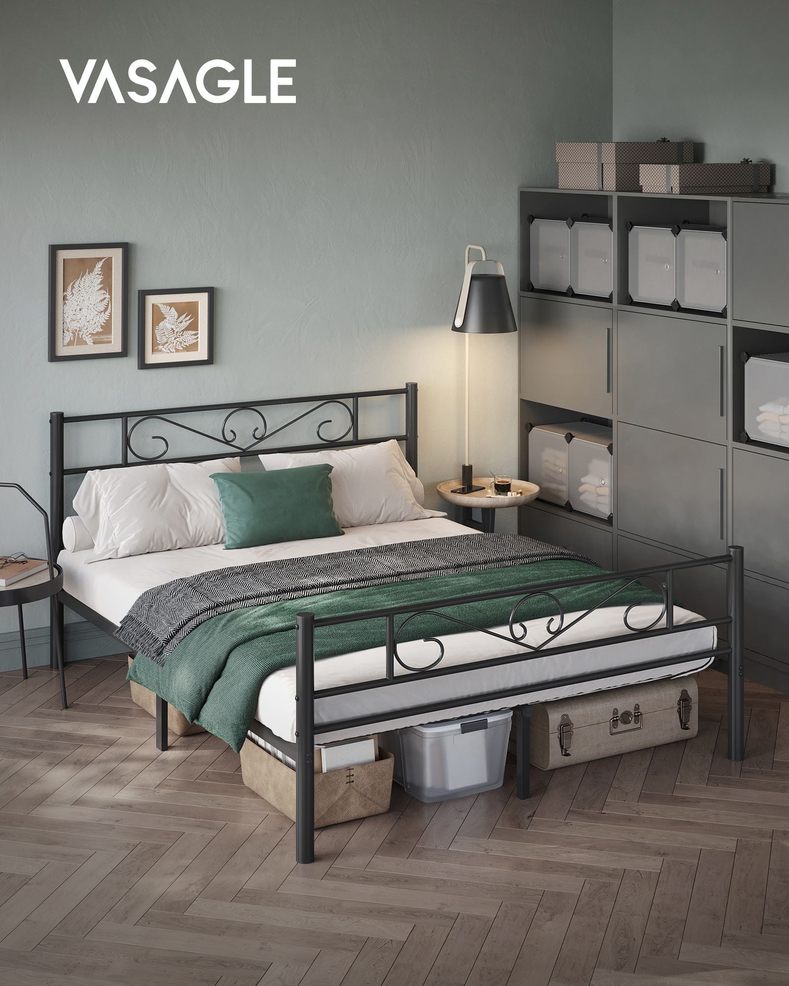 Einzelbettrahmen aus schwarzem Metall