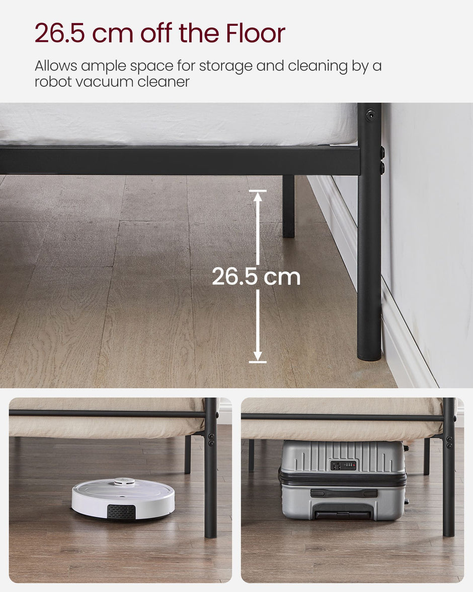 Einzelbettrahmen aus schwarzem Metall