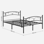 Doppelbett - Metallbett -Rahmen - 140 x 200 cm - schwarz
