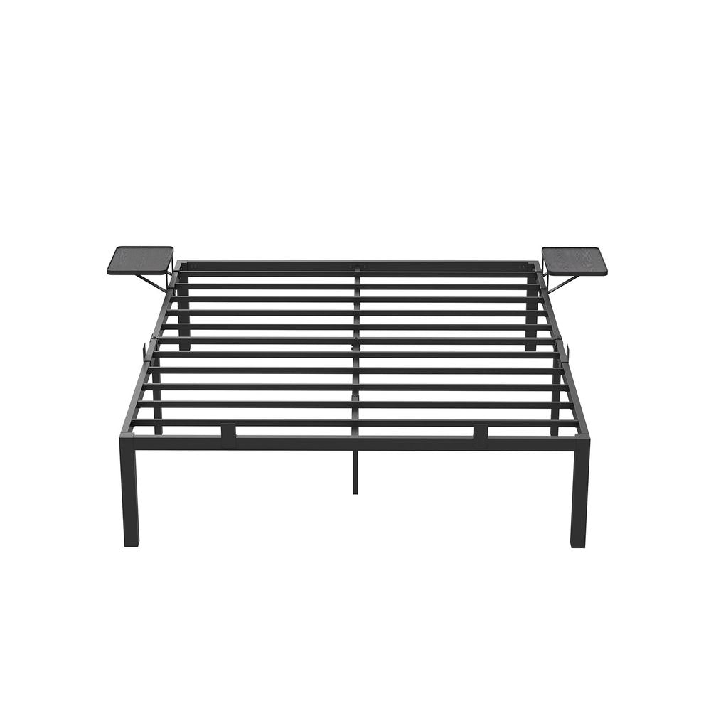 Bett - Doppelbett - mit Vorratsbrettern - 140 x 190 cm - Metallrahmen - Schwarz