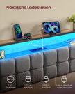 Metalen Bed - 90 x 200 cm - Met Opbergruimte - Ledverlichting - Matzwart