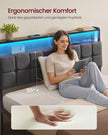 Metalen Bed - 140 x 200 cm - Met Opbergruimte - Ledverlichting - Matzwart