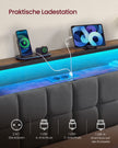 Metalen Bed - 140 x 200 cm - Met Opbergruimte - Ledverlichting - Matzwart