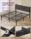Metalen Bed - 160 x 200 cm - Met Opbergruimte - Ledverlichting - Matzwart