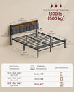 Bed Frame - Metal with LED and Charging Station