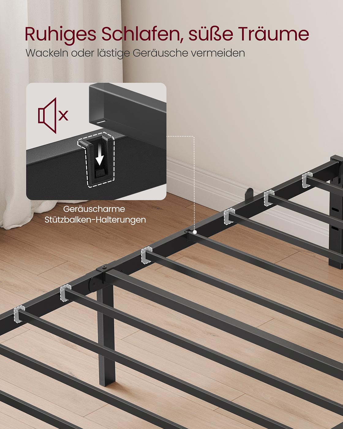 Einzelbettrahmen aus Metall 90 x 200 cm moderner Tintenschwarz