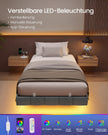 Bedframe - 200 x 90 x 26 cm - zwevend effect - leigrijs - draagvermogen tot 250 kg - met ledverlichting, 2 stopcontacten, 2 USB-A-poorten, 1 USB-C-poort