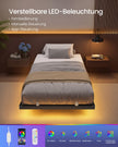 Bedframe - 200 x 90 x 26 cm - zwevend effect - ledverlichting - afneembaar stekkerblok - 2 stopcontacten - 1 USB-C-poort - 2 USB-A-poorten - inktzwart - maximaal draagvermogen 250 kg