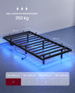 Bedframe - 200 x 90 x 26 cm - zwevend effect - ledverlichting - afneembaar stekkerblok - 2 stopcontacten - 1 USB-C-poort - 2 USB-A-poorten - inktzwart - maximaal draagvermogen 250 kg