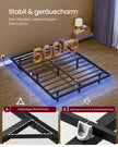 Bedframe - 200 x 140 x 26 cm - zwevend effect - ledverlichting - afneembare stekkerdoos met 2 stopcontacten, 1 USB-C-poort en 2 USB-A-poorten - maximaal draagvermogen 500 kg - inktzwart