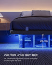 Bedframe - 160 x 200 cm - Zwevend effect - Ledverlichting - Afneembare stekkerdoos met 2 stopcontacten, 1 USB-C-poort en 2 USB-A-poorten - Inktzwart - Draagvermogen tot 500 kg