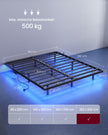 Bedframe - 180 x 200 cm - Zwevend effect - LED-verlichting - Afneembare stekkerdoos - 2 stopcontacten - 1 USB-C-poort - 2 USB-A-poorten - Inktzwart - Draagvermogen tot 500 kg