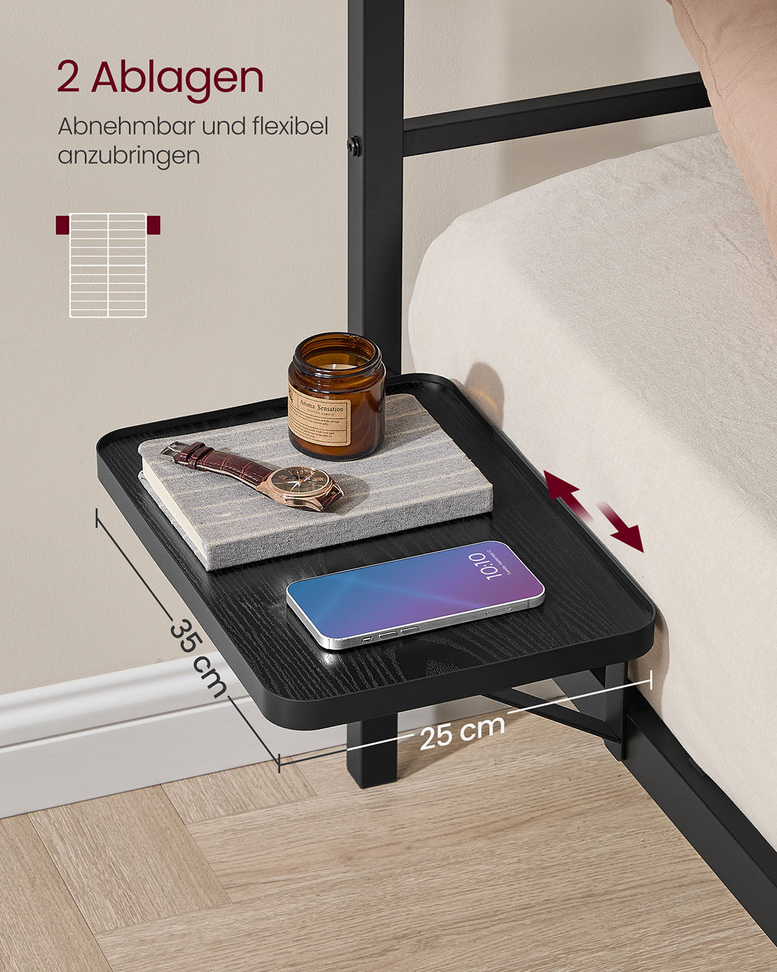 Doppelbett -Rahmen 160 x 200 cm mit mattem schwarzem Kopfteil