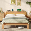 Bedframe - Van Massief Beukenhout - Hoofdbord met LED en USB - Naturel - 221,2 x 144,5 x 78 cm