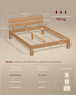 Bedframe - Van Massief Beukenhout - Hoofdbord met LED en USB - Naturel - 221,2 x 144,5 x 78 cm