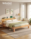 Bedframe - Van Massief Beukenhout - Hoofdbord met LED en USB - Naturel - 221,2 x 164,5 x 78 cm