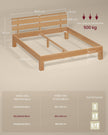 Bedframe - Van Massief Beukenhout - Hoofdbord met LED en USB - Naturel - 221,2 x 164,5 x 78 cm