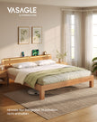 Bedframe - Van Massief Beukenhout - Hoofdbord met LED en USB - Naturel - 221,2 x 184,5 x 78 cm