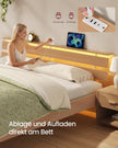 Bedframe - Van Massief Beukenhout - Hoofdbord met LED en USB - Naturel - 221,2 x 184,5 x 78 cm