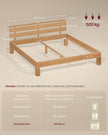 Bedframe - Van Massief Beukenhout - Hoofdbord met LED en USB - Naturel - 221,2 x 184,5 x 78 cm
