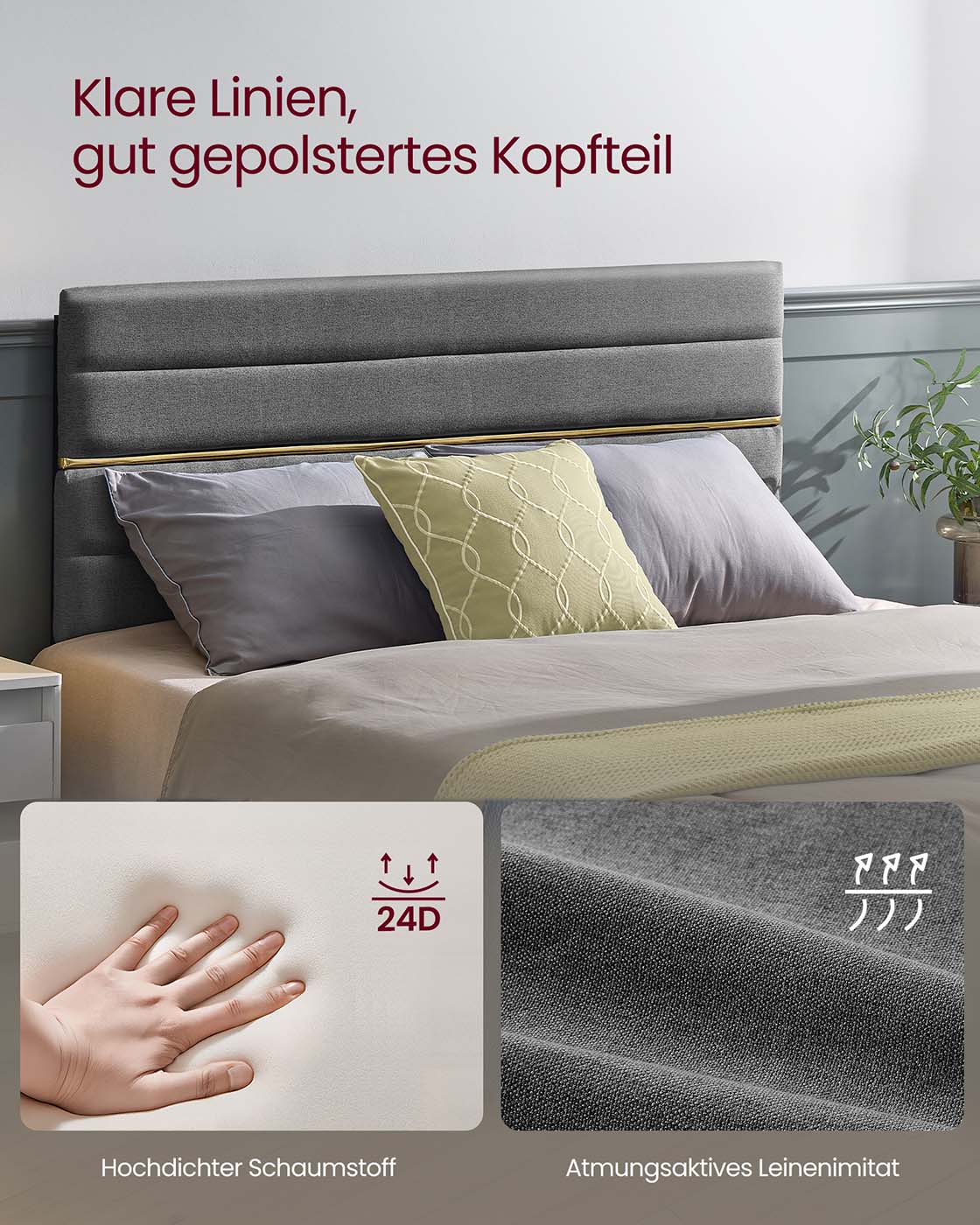 Bettrahmen für 140 x 200 cm Matratze, Leigrijs