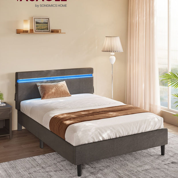 Metall Doppelbett-140 x 190 cm-LED LED Lighting-Dark Grey