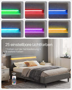 Metall Doppelbett-140 x 190 cm-LED LED Lighting-Dark Grey