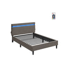 Metall Doppelbett-140 x 190 cm-LED LED Lighting-Dark Grey