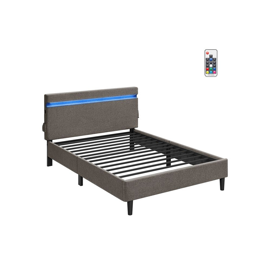 Metall Doppelbett-140 x 190 cm-LED LED Lighting-Dark Grey