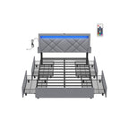 Doppelbett -Rahmen für Matratze 140 x 200 cm mit Kopfteil in Leigrijs