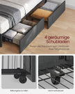 Doppelbett -Rahmen 160 x 200 cm mit LED- und 4 Schubladen und Ladestation