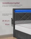 Doppelbett -Rahmen 160 x 200 cm mit LED- und 4 Schubladen und Ladestation