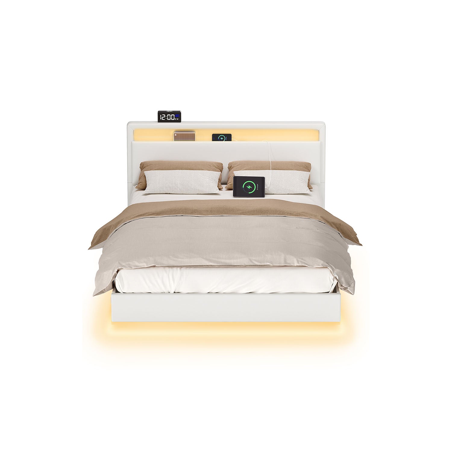 Bettens 140 × 200 cm-LED-Beleuchtung und USB-Ladestation