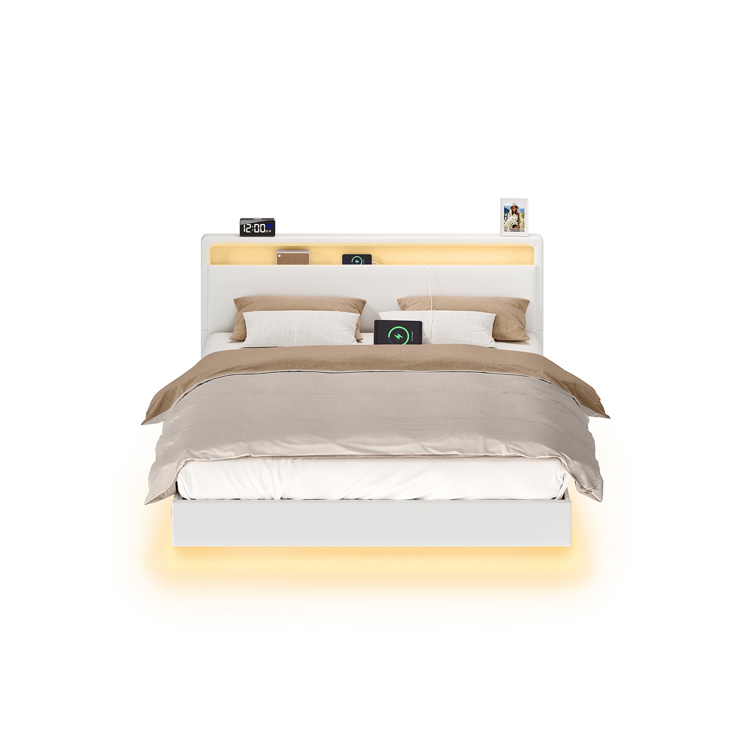 Bettens 160 × 200 cm-LED-Beleuchtung und USB-Ladestation