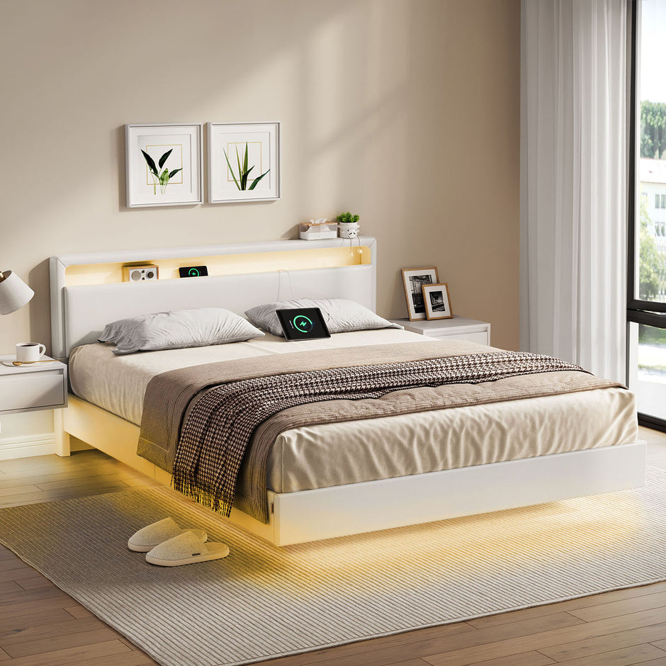 Bettens 160 × 200 cm-LED-Beleuchtung und USB-Ladestation