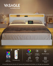 Bettens 160 × 200 cm-LED-Beleuchtung und USB-Ladestation