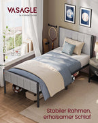 Einzelbettrahmen 90 x 200 cm mit Taubengraustahlbodenplatte
