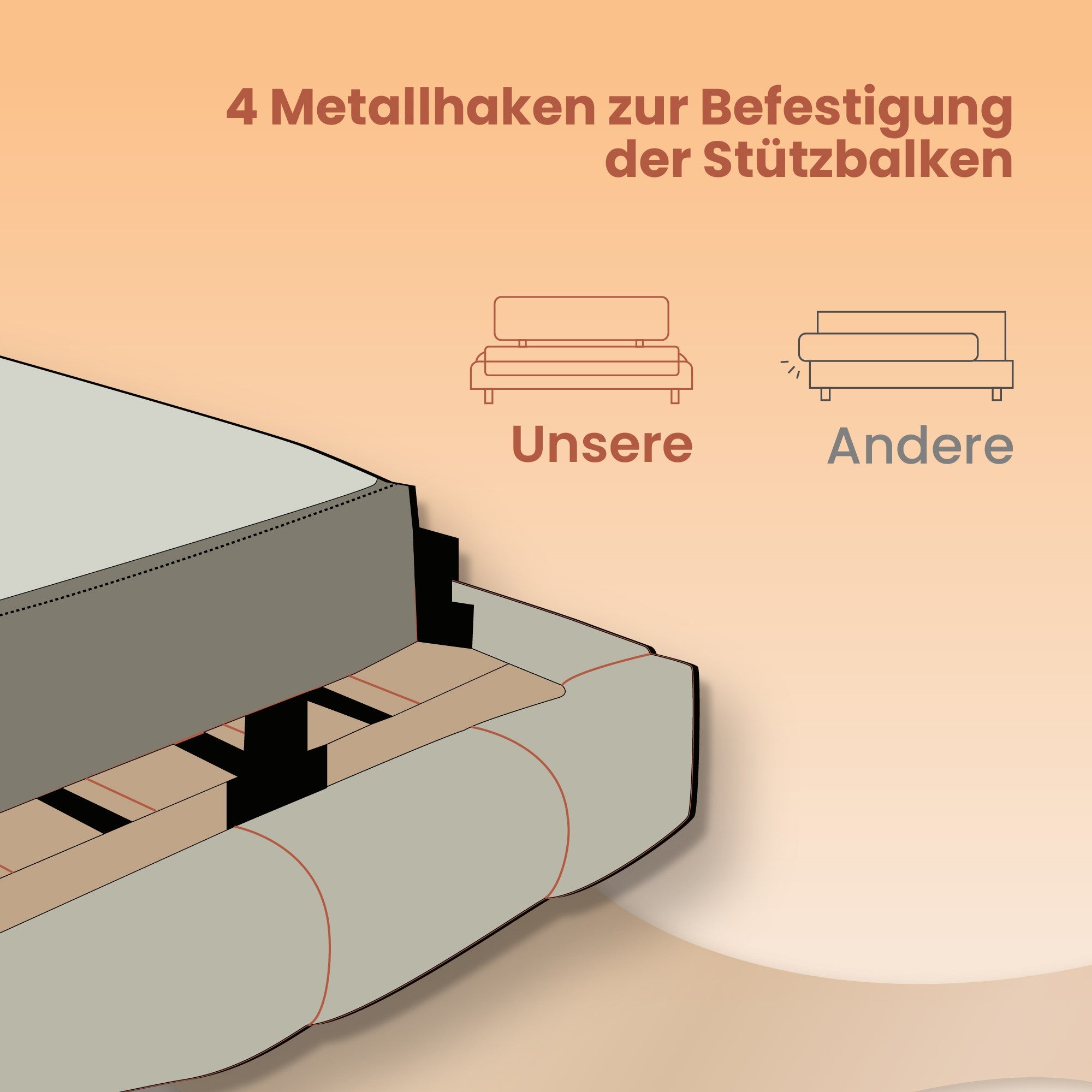 Bettbezweigung - 160 x 200 cm, robuster Metallrahmen